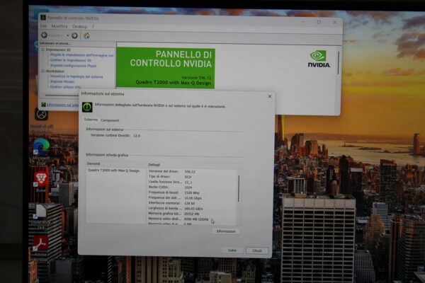 schermata caratteristiche Nvidia Quadro Dell Precision 5550 ricondizionato