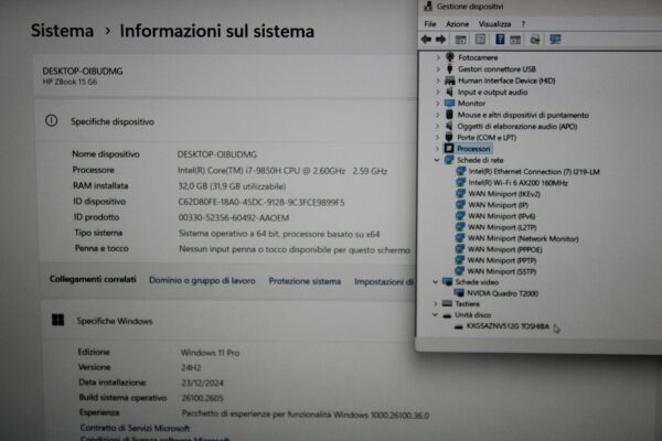 schermata caratteristiche Hp ZBook 15 G6 ricondizionato